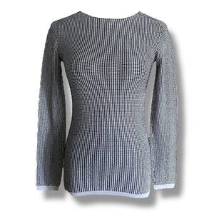 Giorgio Armani Womens Knit Top Sz 36 XXS 0 Black White Designer Italy Minimalist